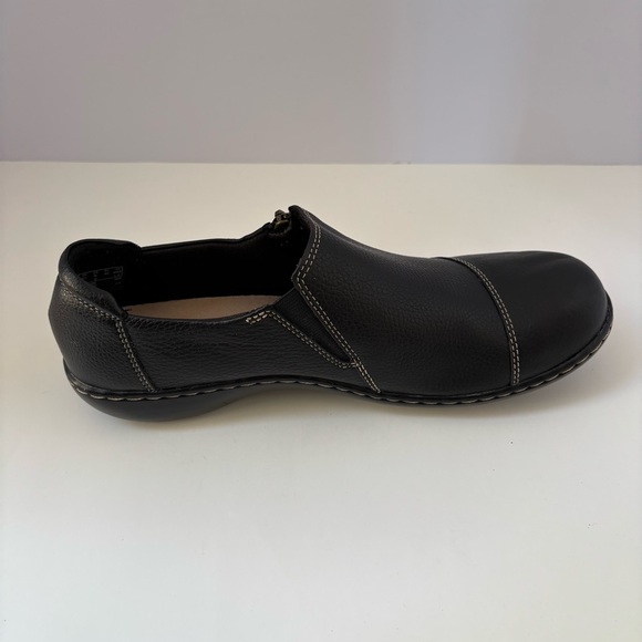 Clarks Collection Ashland Palm Shoes Slip On Zipper Leather Black Womens Size 9 - Picture 5 of 10
